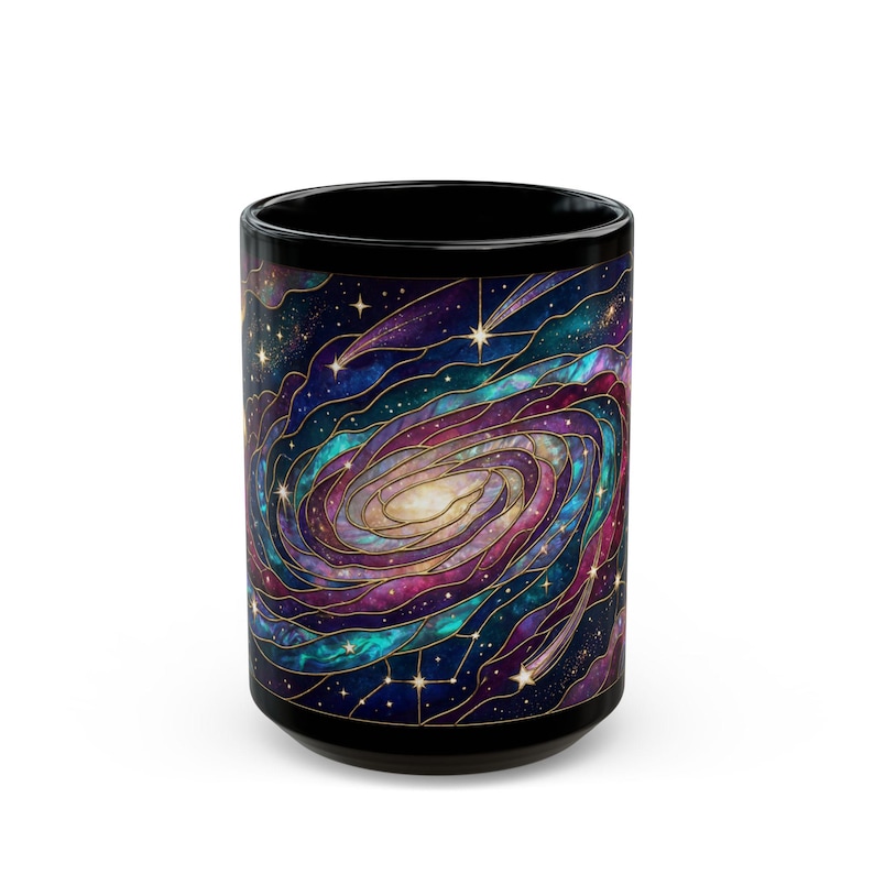 Galaxy Stained Glass Mug | Cosmic Nebula Coffee Cup | Space Lover Nature Gift Bild 3