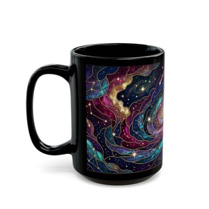 Galaxy Stained Glass Mug | Cosmic Nebula Coffee Cup | Space Lover Nature Gift Bild 2