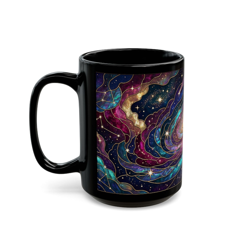 Galaxy Stained Glass Mug | Cosmic Nebula Coffee Cup | Space Lover Nature Gift Bild 2