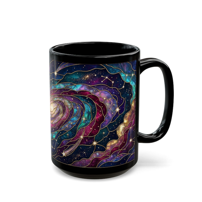 Galaxy Stained Glass Mug | Cosmic Nebula Coffee Cup | Space Lover Nature Gift Bild 4