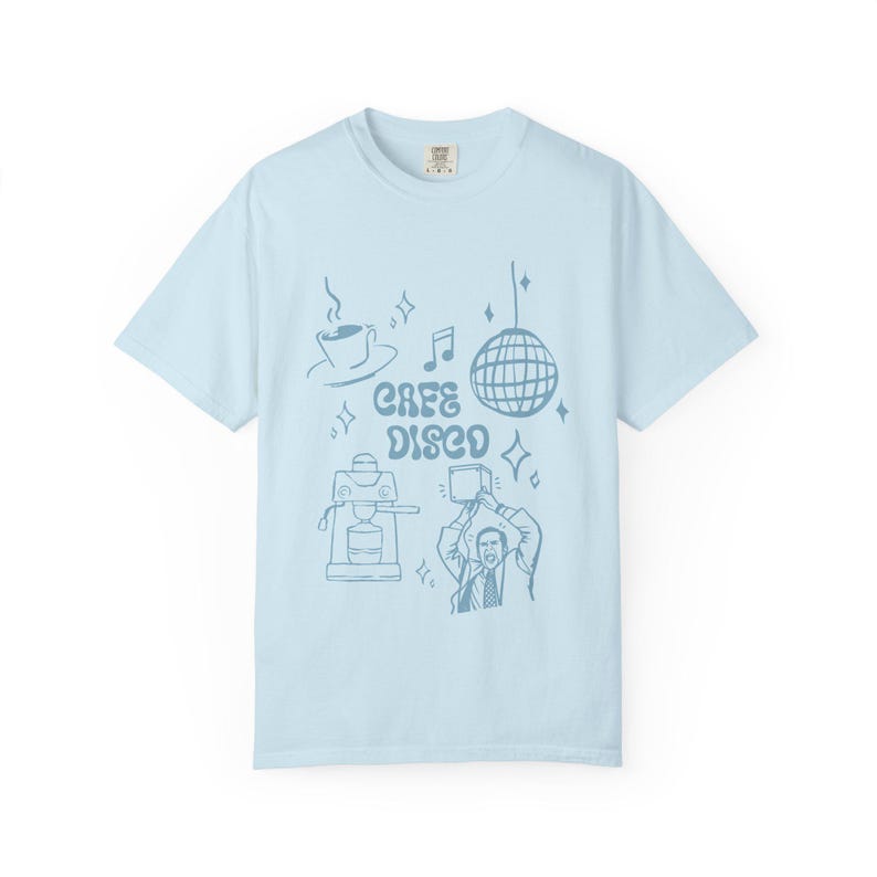 Cafe Disco Shirt | The Office Inspired Tee | Funny Dunder Mifflin Michael Scott Quote | Retro Disco Office Fan Shirt Chambray