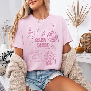 Cafe Disco Shirt | The Office Inspired Tee | Funny Dunder Mifflin Michael Scott Quote | Retro Disco Office Fan Shirt Blossom