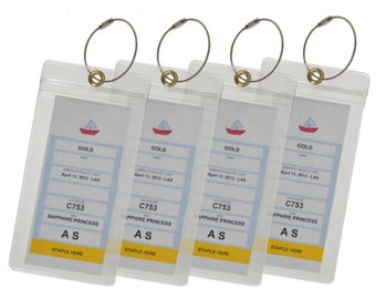 Cruise Luggage Tag Holders for Carnival, Princess & NCL Cruises Zip Seal Waterproof Clear PVC Tags