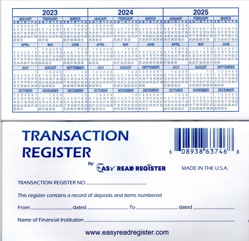 12 Personal Checkbook Registers 202320242025 Calendars Etsy Ireland