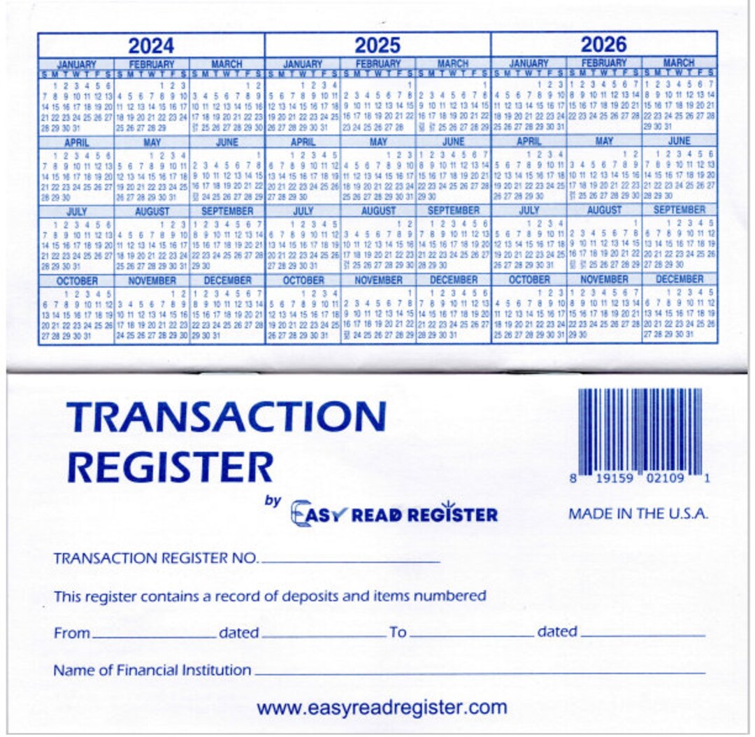 12 Personal Checkbook Registers, 202420252026 Calendars Etsy
