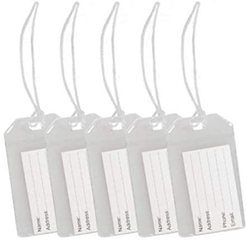 Clear Vinyl Luggage Tags With Loops and Name Cards 4 1/4 X 2 3/4 Etsy