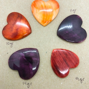 Large Spiny Oyster Heart Cabochons – Handcrafted – Sold Separately