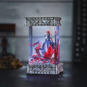 Denji Makima Chainsaw Man Resin Lamp, Anime Night Light, Devil Hunter LED Lamp, Manga Decor, Desk Light Gift for Fans