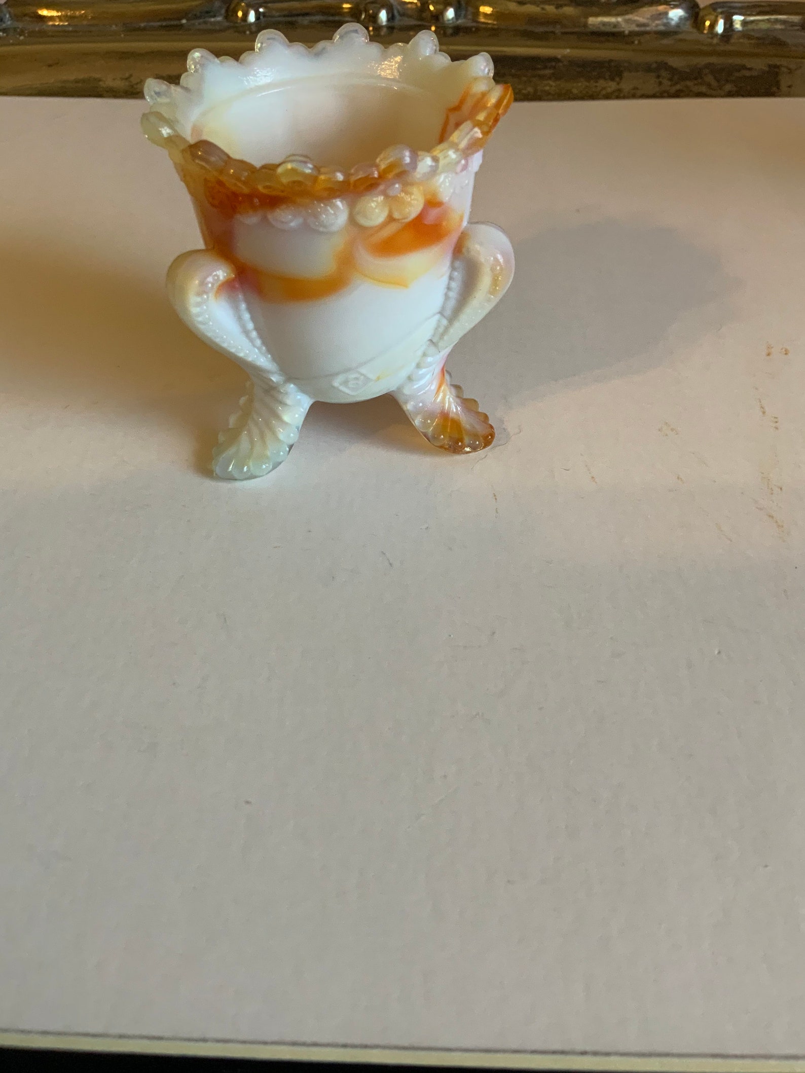 Boyd Art Glass Slag Glass Footed Toothpick Holder Etsy