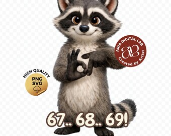 Six Seven Raccoon Valentine PNG SVG for Sublimation – Funny XOXO Meme Design