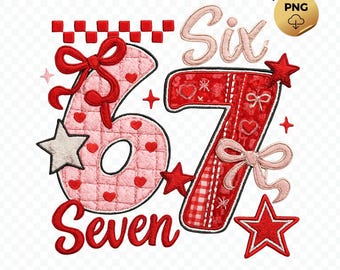 Six Seven PNG Valentine Embroidery Numbers