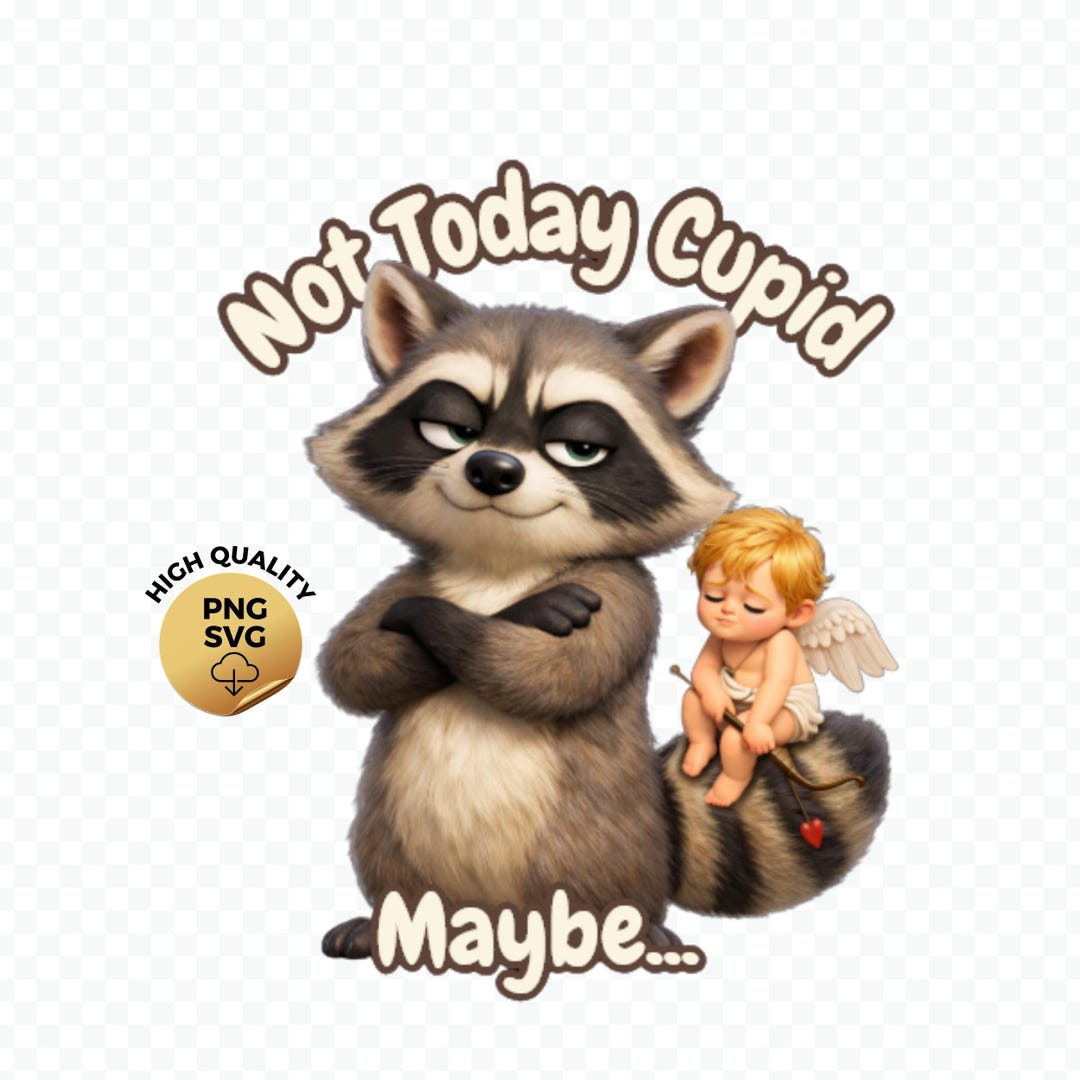 Cupid Raccoon Funny Raccoon Valentine PNG SVG for Sublimation – Not Today Cupid ...