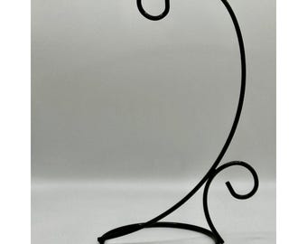 Black Metal Ornament Display Stand – Elegant Scroll Holder for Ball Ornaments, Year-Round Home Décor
