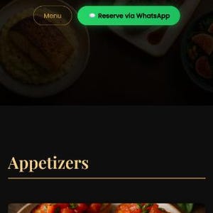 May include: A gourmet menu with the text "Gourmet Menu" and "Elegant Restaurant". The menu includes appetizers, and a cart icon. The image also shows a dish of Italian Bruschetta.