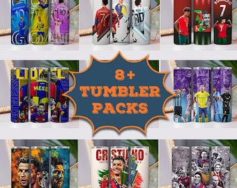 Soccer Legends Tumbler Wrap PNG Bundle | Messi, Ronaldo (Digital Download)
