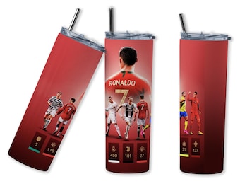 Ronaldo CR7 Soccer Tumbler Wrap: 20oz Skinny Tumbler PNG (Digital Download)