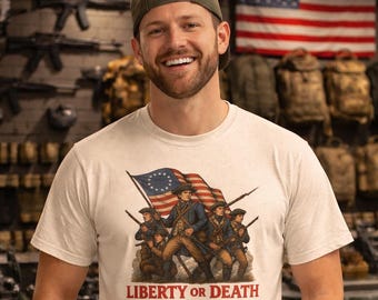 Liberty or Death Version 3 Revolutionary Soldiers T-Shirt | Betsy Ross Flag, Patriotic Americana