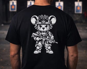 Tactical Mouse With Night Vision Back Print T-Shirt