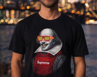 Shakespeare Goon Pop Art Portrait with Sunglasses T-Shirt | Streetwear Red Vest Graphic