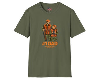 Number 1 Dad Hunting T-Shirt | Father and Son Hunting Illustration | #1 Dad