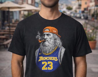Leonardo da Vinci Pop Art Goon | Bearded Historical Figure with Cap and Blunt T-Shirt | Streetwear Lakers Style Jersey