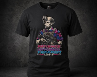 Camiseta "La paciencia es opcional, la libertad no" / Camiseta divertida de libertad táctica / Camiseta patriótica de operador hawaiano / Gráfico llamativo / Arte pop