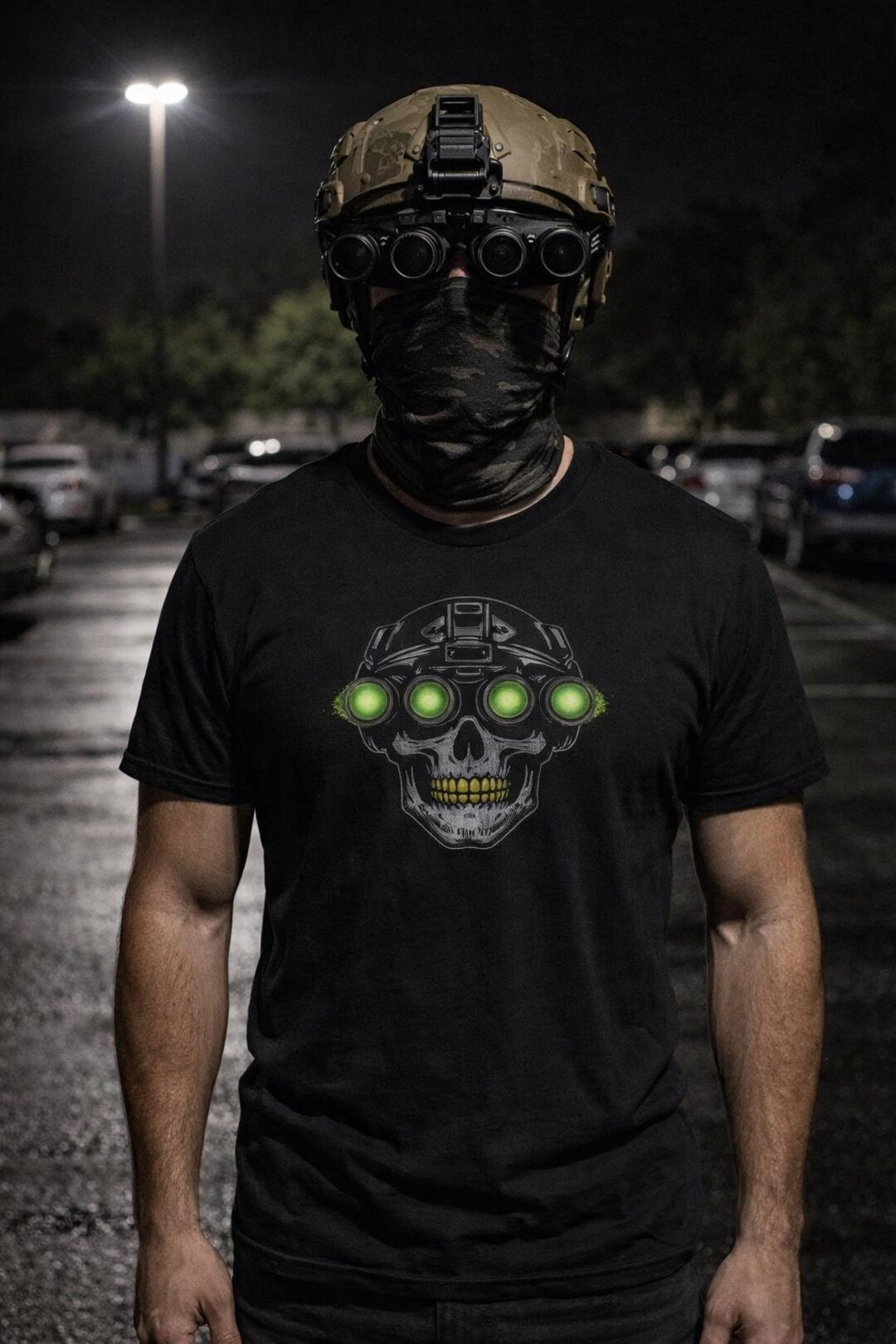 NVG Skull Goon With Gold Teeth T-shirt | Night Vision Tactical Skull - Etsy