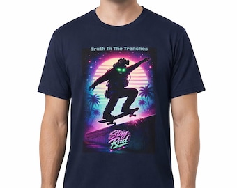 Retro Neon Vaporwave Sunset Skateboard T-Shirt | Tactical Sunset NVG Night Vision