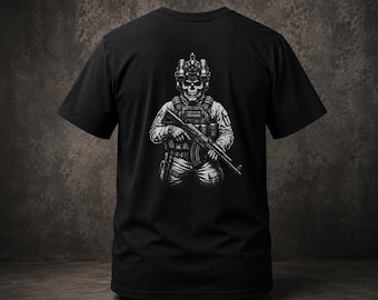 Camiseta con estampado trasero de operador NVG AK Skull Goon / AK47 semimoderna / Camiseta gráfica táctica Goon