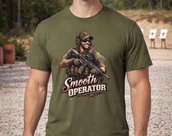 Smooth Operator Soldier graphic T-Shirt | Military Rifle Design