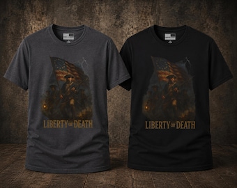 Liberty or Death Version 2 T-Shirt | Revolutionary Flag silhouette, Patriotic Americana
