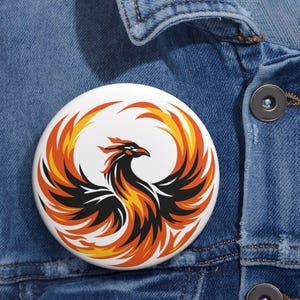 Phoenix Fire Bird Pin | Mythical Flame Badge, Rebirth Symbol, Gothic Accessory