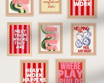 OT Therapy Decor | Emotional Regulation Wall Art | Set of 8