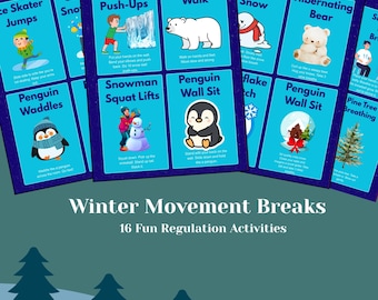 Winter Movement Break Cards for Kids | Alerting, Heavy Work, Calming & Breathing Activities | OT, Teachers, Classroom Regulation