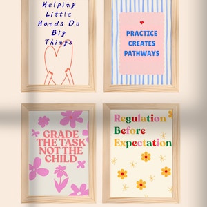 Occupational Therapy Poster Bundle (4 posters +1 Bonus) | Pediatric OT Wall Art | Therapy Room Printable Set
