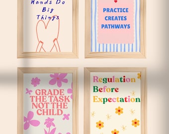 Occupational Therapy Poster Bundle (4 posters +1 Bonus) | Pediatric OT Wall Art | Therapy Room Printable Set