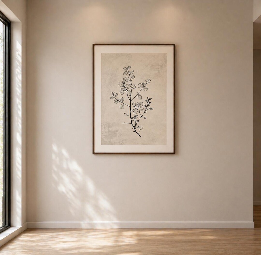 Minimalist Botanical Wall Art Print, Neutral Beige Line Art, Modern ...