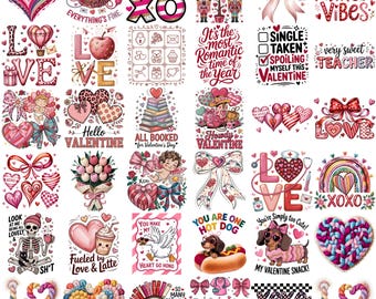 バレンタインデーPNG素材35点セット｜バレンタインメガバンドルPNG｜先生、クリスチャン、ママ、家族、子供向けバレンタインデザイン｜すぐにダウンロード