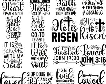 Paquete SVG cristiano / Versículos bíblicos SVG / Fe y Escritura SVG / Citas religiosas inspiradoras / Descarga digital cristiana