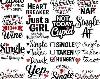 Anti Valentine SVG PNG Bundle | Retro & Funny Valentine Designs | Sarcastic Valentine SVG | Trendy Valentine Sublimation | Instant Download