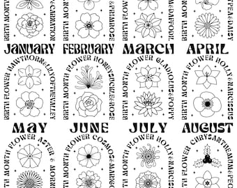 Birth Month Bundle | Flower Bouquet SVG | Birth Flower Set | Floral Botanical SVG | Birthday SVG | Instant Download