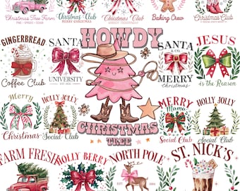 Retro Christmas PNG Bundle | Trendy Christmas PNG | Merry Christmas PNG | Funny Holiday Designs | Vintage Christmas Clipart |
