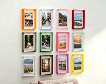 Acrylic Photo Frame,Colorful Transparent Display,Creative Photo Display,mini photo frame,large frame,Artwork Display,Puzzle Frame,Art decor