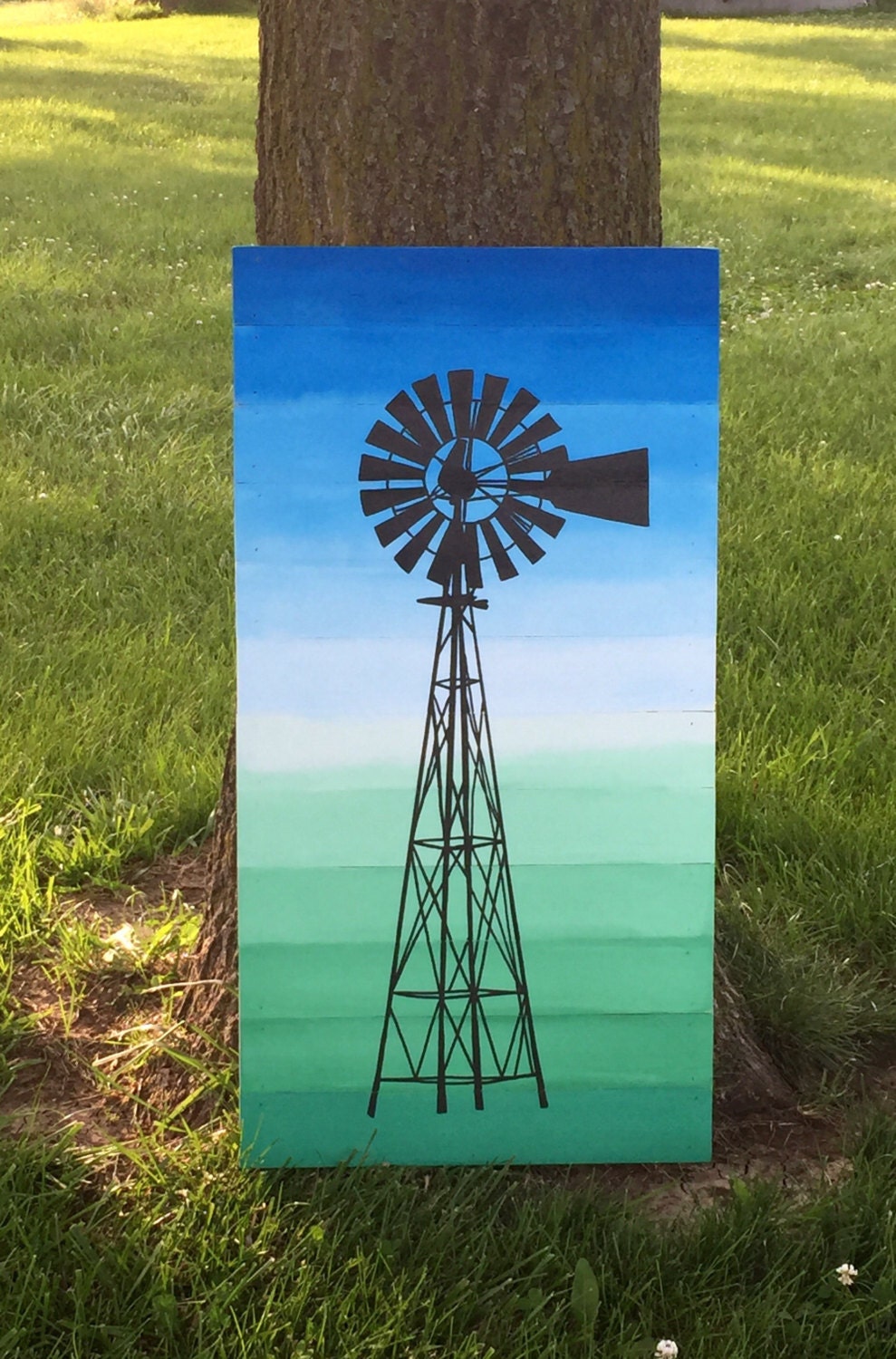 Windmill Painting Windmill Wall Art Wood Planked Windmill 