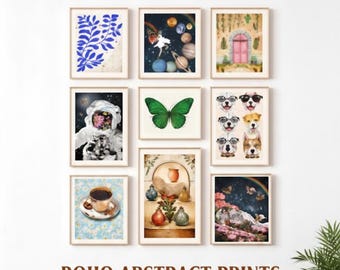Boho Abstract Prints, Beige Living Room Decor (Digital Download)