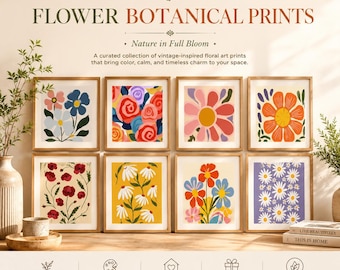 Neutral Floral Printable Art | Vintage Flower Gallery Wall Decor | Minimalist Nature Prints | Digital Download