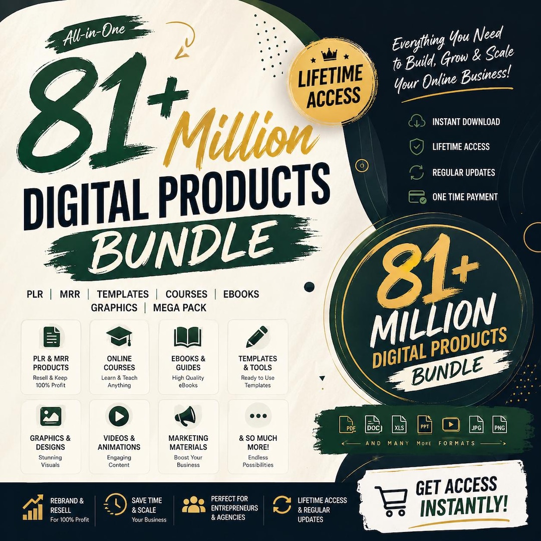 81+ Million Digital Products Bundle | PLR MRR Templates Courses Ebooks ...