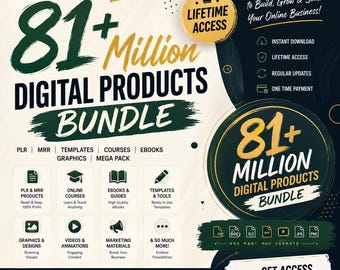 81+ Million Digital Products Bundle | PLR MRR Templates Courses eBooks Graphics Mega Pack
