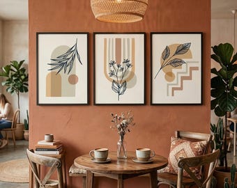 Boho Abstract Wall Art Set | Neutral Beige Minimalist Prints (Instant Download)