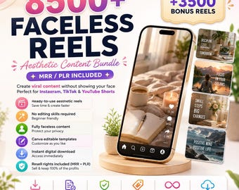 8500+ Faceless Reels Library | Marketing Videos | Canva Editable | PLR + MRR